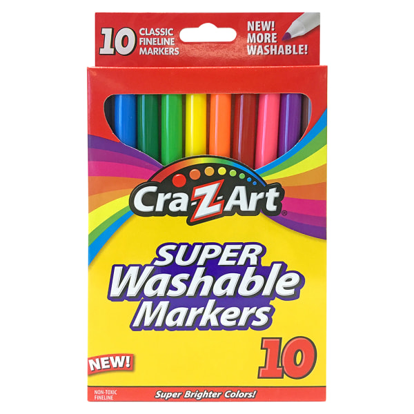 School Smart Washable Markers, Fineline Tip, Assorted Colors, Set of 100
