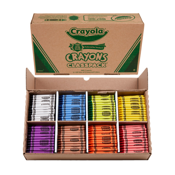 School Smart Large Crayons in Storage Box, Assorted Colors, Pack
