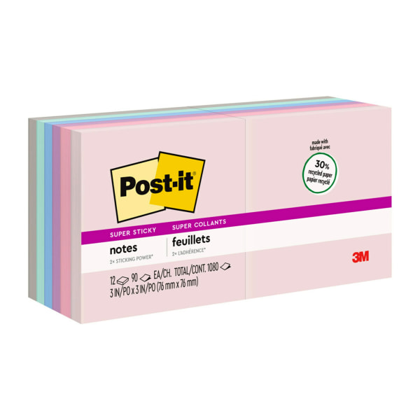Post it Super Sticky Notes 4 in x 6 in 3 Pads 90 SheetsPad 2x the Sticking  Power Summer Joy Collection Lined - Office Depot
