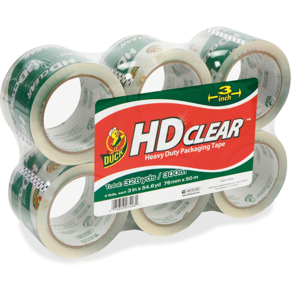 Duck HD Clear Heavy Duty Packaging Tape 1.88 x 54.6 Yd. Clear Pack