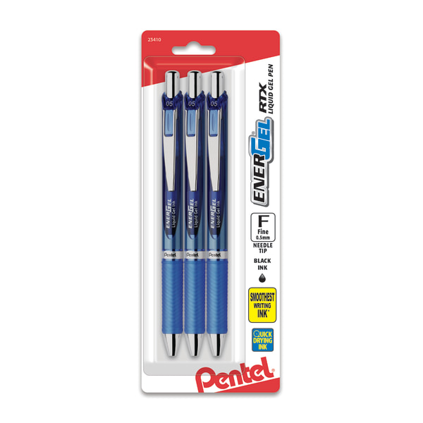 Pentel EnerGel Deluxe RTX Liquid Gel Ink Pen Set Kit Pack of 3 with 4 Refills (Orange - 0.7mm)