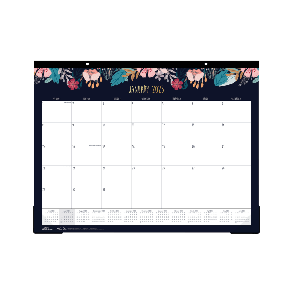 Blue Sky™ Monthly Desk Pad Planning Calendar, 22” x 17”, Bouquetia, January  To December 2023, 138978 - Zerbee