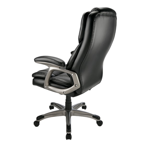 Realspace Modern Comfort Verismo Bonded Leather High Back Executive Chair  BlackChrome BIFMA Compliant - Office Depot