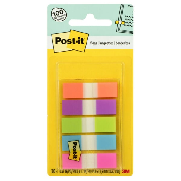 Postit® Notes Flags, 1/2" x 17/10", Assorted Bright Colors, 20 Flags
