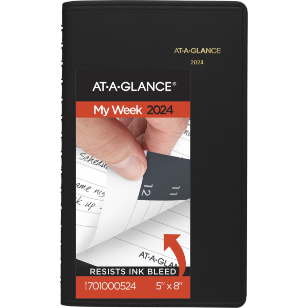 At-A-Glance Recycled Appointment Book Planner - Julian Dates - Weekly - January 2024 - December 2024 - 8:00 AM to 5:00 PM - Hourly - 1 Week Double Page Layout - 4 7/8