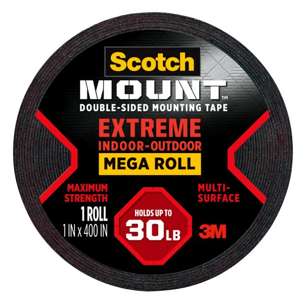 Scotch® Heavy-Duty Interior/Exterior Double-Sided Mounting Tape, 1