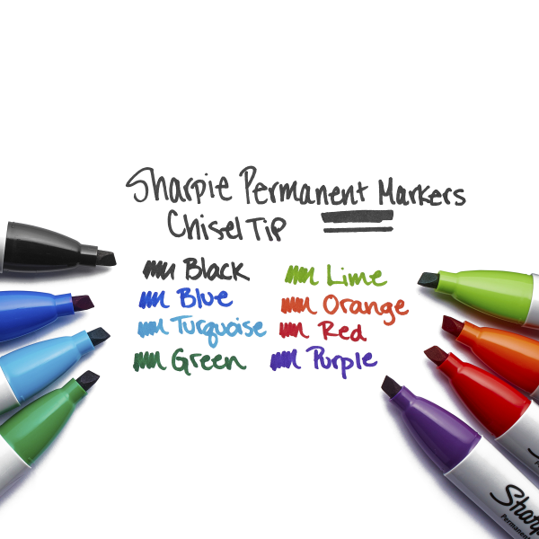 Sharpie® King-Size Permanent Markers, Chisel Point, Red Ink, Pack