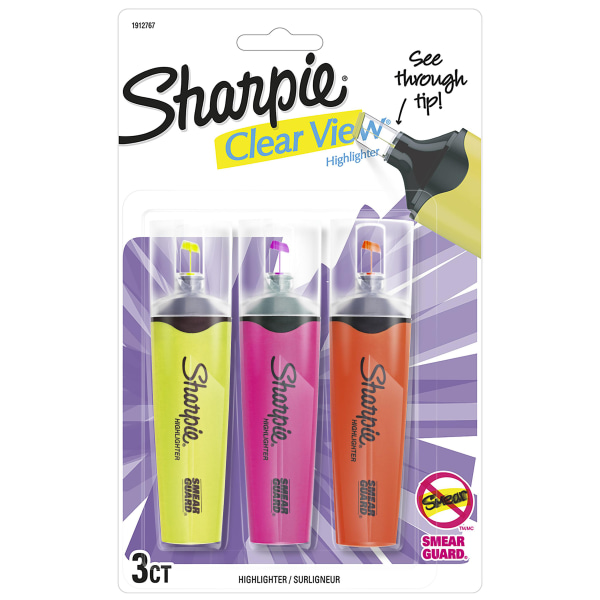 Sharpie Highlighter, Clear View Highlighter with SeeThrough Chisel Tip