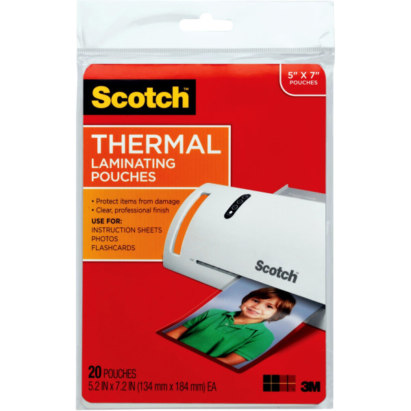 Scotch Front & Back Thermal Laminating Pouches TP5903-20, Glossy
