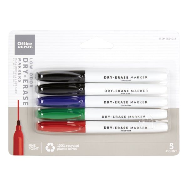 Magnetic Dry-Erase Markers With Erasers, Assorted Colors, Pack Of