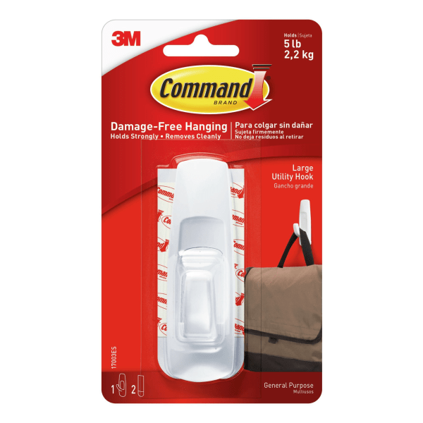 3M Command Plastic Hook, White, Jumbo