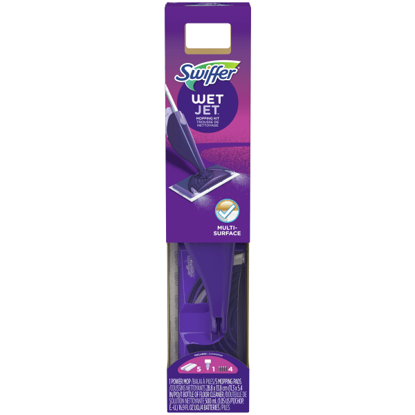 WetJet Mop Starter Kit, 46 Handle, Silver-Purple, 2-carton