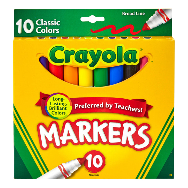   Basics Broad Line Washable Markers, 15 Colors, 10 pack :  Toys & Games