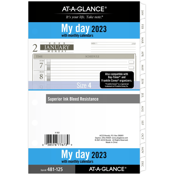 AT-A-GLANCE 2023 RY Daily Planner One Page Per Day Refill 7641988