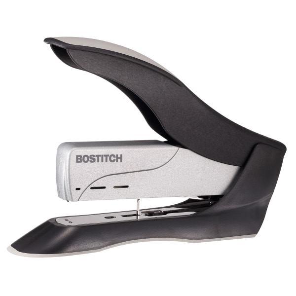 Spring-Powered Premium Heavy-Duty Stapler, 100-Sheet Capacity, Black/Silver