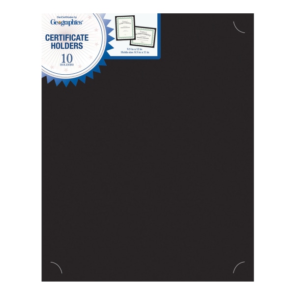 Geographics Recycled Certificate Holder - Black - 30% Recycled - 10 / Pack Geographics Recycled Certificate Holder - Black - 30% Recycled - 10 / Pack