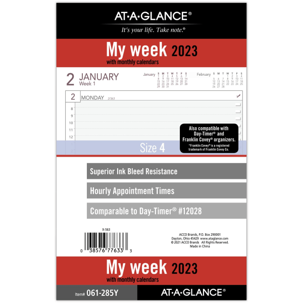 AT-A-GLANCE 2023 RY Weekly Planner Refill 7723226