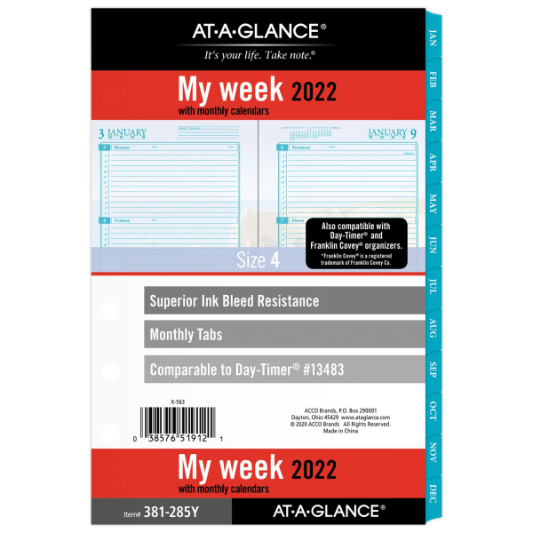 AT-A-GLANCE&reg; Seascapes Weekly/Monthly Planner Calendar Refill Pages 7736989