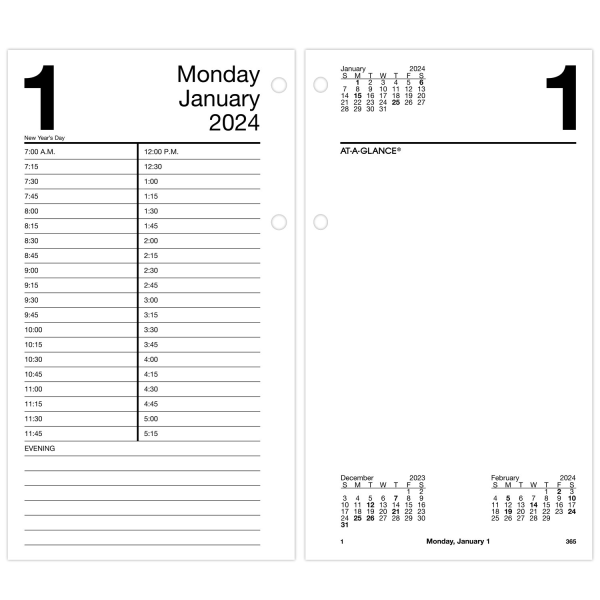 2024 Weekly & Monthly Planner Refill for A5 Ring Binder, 5-1/2 x 8-1/4,  from January 2024 to December 2024, 6-Hole Punched