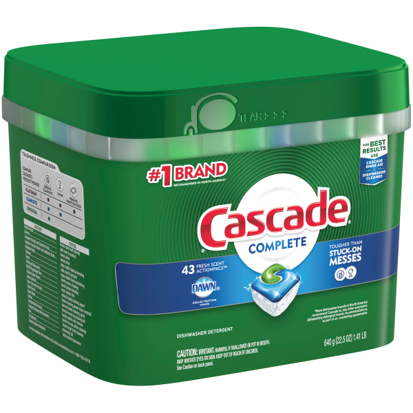 Cascade® Complete ActionPacs™ Dishwasher Detergent Pods, Fresh Scent, Box  Of 43 - Zerbee