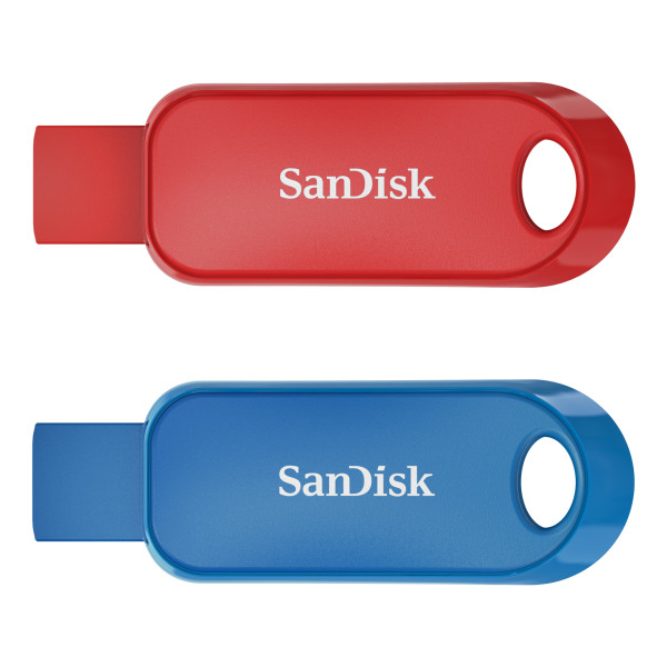 SanDisk Cruzer Blade 64GB USB 2.0 Flash Drive - Red/Black - Pack of 2