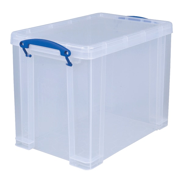 Really Useful Box 4 Liter Plastic Stackable Storage Container w/ Snap Lid &  Built-In Clip Lock Handles for Home & Office Organization, Clear (4 Pack)