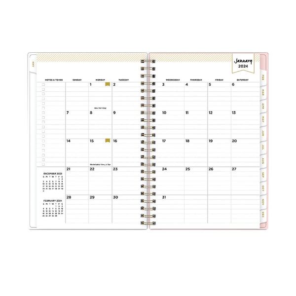 Rugby Stripe Navy 2024 Daily Monthly 5x8 Day Designer for Blue Sky Planning  Calendar