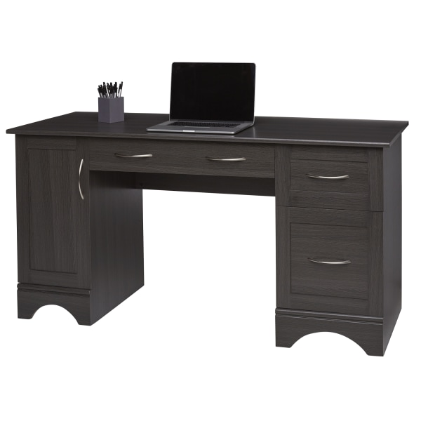 Brown Wood and Black Metal 60 Computer Desk from Monarch