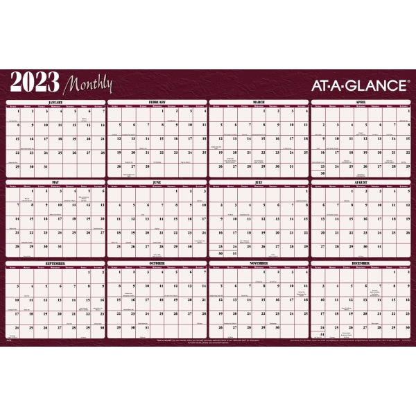AT-A-GLANCE 2023 RY Horizontal Erasable Yearly Wall Calendar 7970152