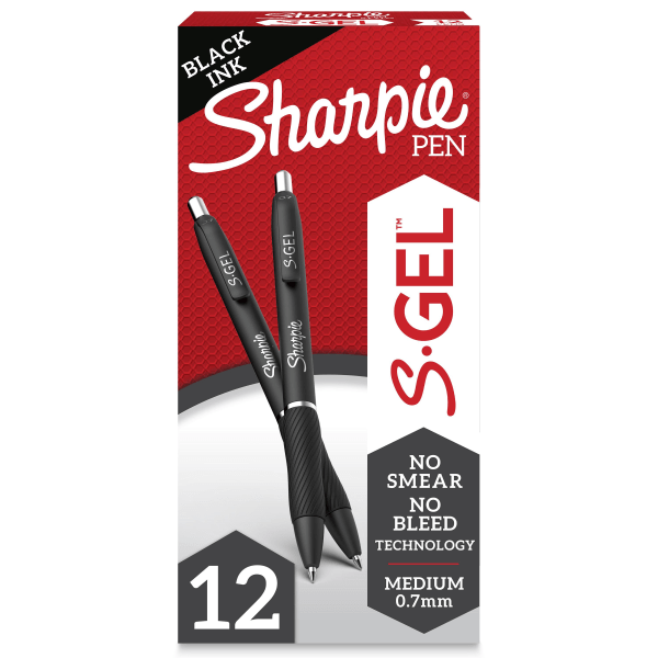 Sharpie S-Gel, Gel Pens, Medium Point (0.7mm), Black Ink Gel Pens, 8 Count