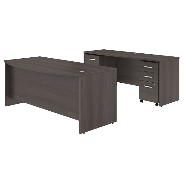 Bush Business Furniture Studio C Bow Front Desk and Credenza with Mobile File Cabinets 802353