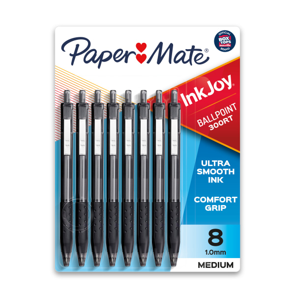 Eraser Mate Ballpoint Pen, Stick, Medium 1 Mm, Black Ink, Black Barrel,  Dozen