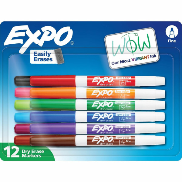 EXPO Low Odor Dry Erase Markers Chisel Point Blue Pack Of 12 - Office Depot