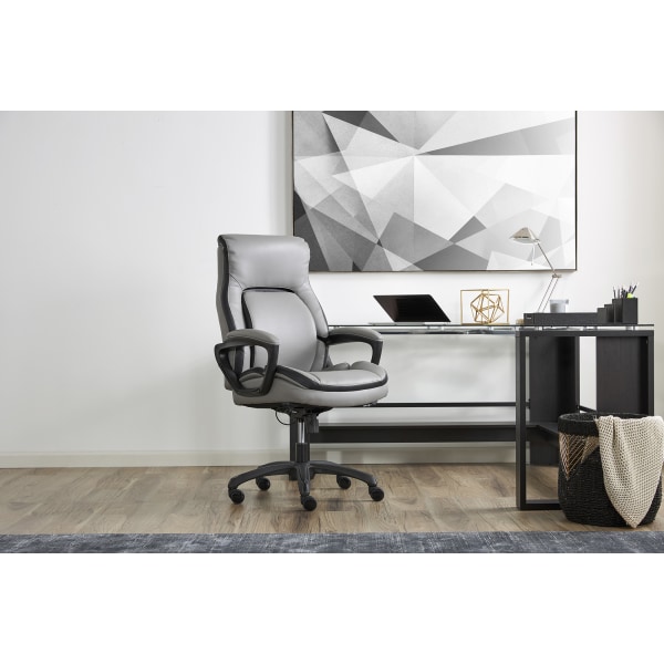 Executive High Back Office Chair in Charcoal Gray Bonded Leather