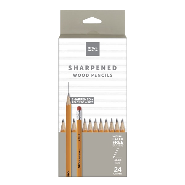 Original 12 Count Presharpened Office Depot Wood Pencils Latex Free Eraser  2X