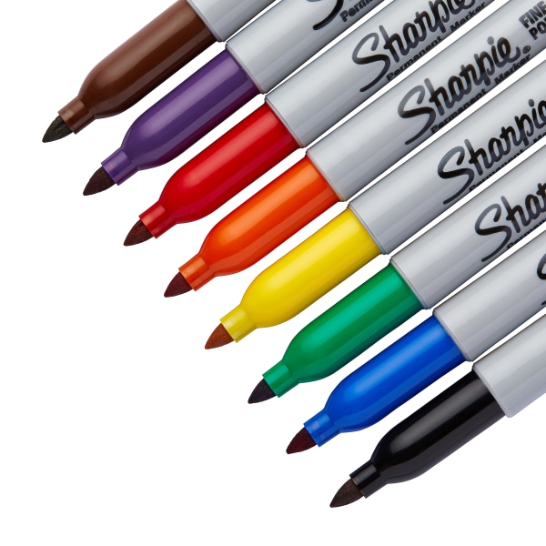 Sharpie Permanent Markers, Fine Point. Assorted Mystic Gem Colors, Pack Of  24 Markers