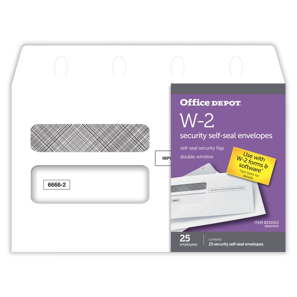 Office Depot® Brand Double-Window Self-Seal Envelopes For W-2 Tax Forms -  Zerbee