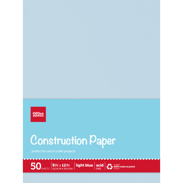 Construction Paper, 9 x 12, 100% Recycled, Light Blue, Pack Of