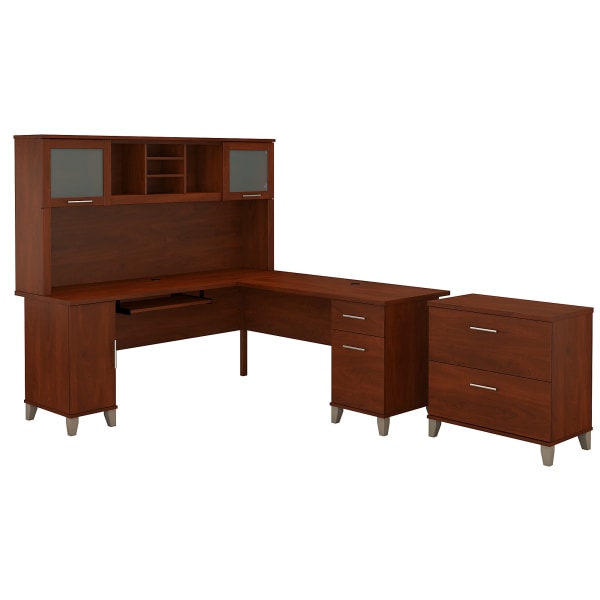 Bush Furniture Somerset L Shaped Desk With Hutch And Lateral File Cabinet 8265126