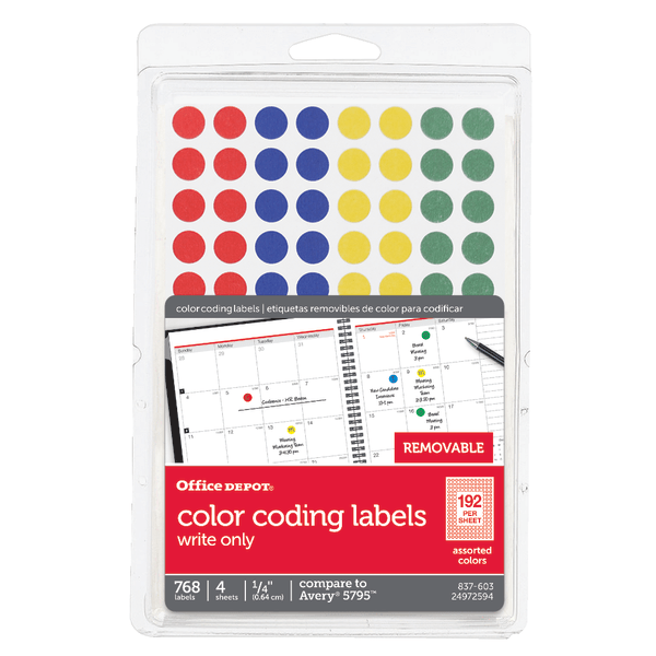 Office Depot® Brand Removable Round Color-Coding Labels - Zerbee
