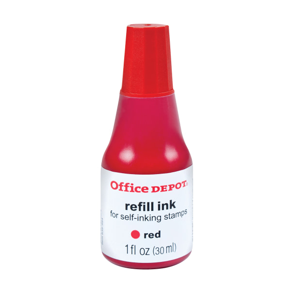 2 Each New Office Depot Red & Black Stamp Ink Refill .35 fl oz
