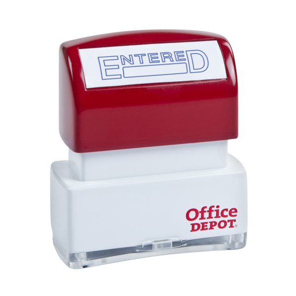 Office Depot® Brand PreInked Message Stamp, "Entered", Blue Zerbee