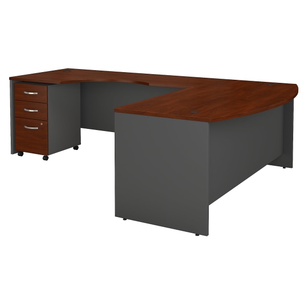 Bush Business Furniture Components 72W Bow Front L Shaped Desk With 72W Left Handed Return And 3 Drawer Mobile File Cabinet 852138