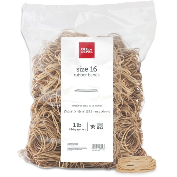 Rubber Bands, #64, 3 1/2 x 1/4, 1/4 Lb. Bag - Zerbee