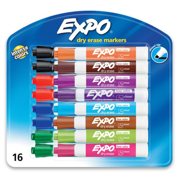 Expo Low Odor Dry Erase Markers, Ultra-Fine Tip, Assorted Colors, 8 Count