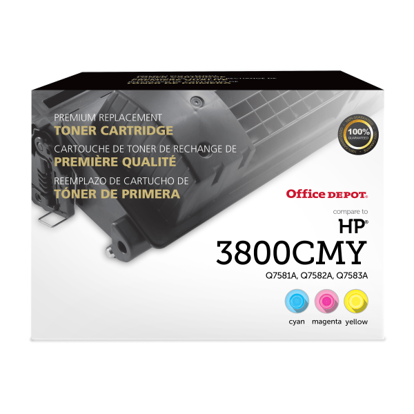 Office Depot&reg; Brand Remanufactured Tri-Color Toner Cartridge Replacement For HP 503A, Q7581A, Q7582A, Q7583A, OD3800CMY 860956