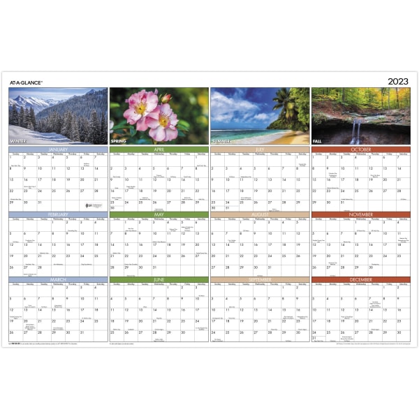 AT-A-GLANCE 2023 RY Seasons in Bloom Horizontal Vertical Erasable Yearly Wall  Calendar - Zerbee