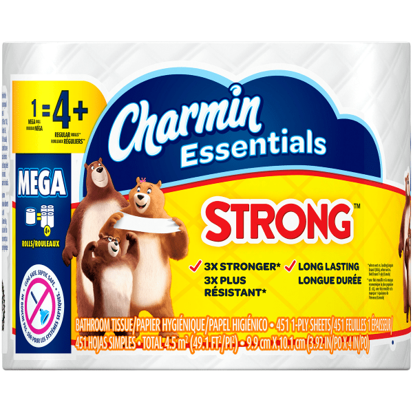 Charmin&reg; Essentials&reg; Strong 1-Ply Mega Roll Toilet Paper 8676554