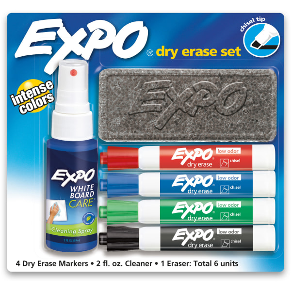 EXPO Low Odor Dry Erase Markers Chisel Point Assorted Colors Box Of 12 -  Office Depot