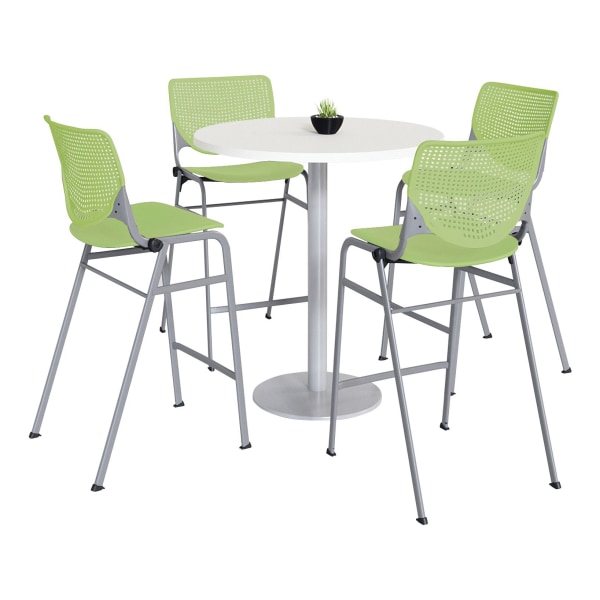 KFI Studios KOOL Round Pedestal Table With 4 Stacking Chairs 8725332